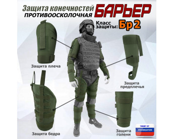 Комплект противоосколочной защиты "Барьер". Класс защиты Бр 2. Цвет: хаки.